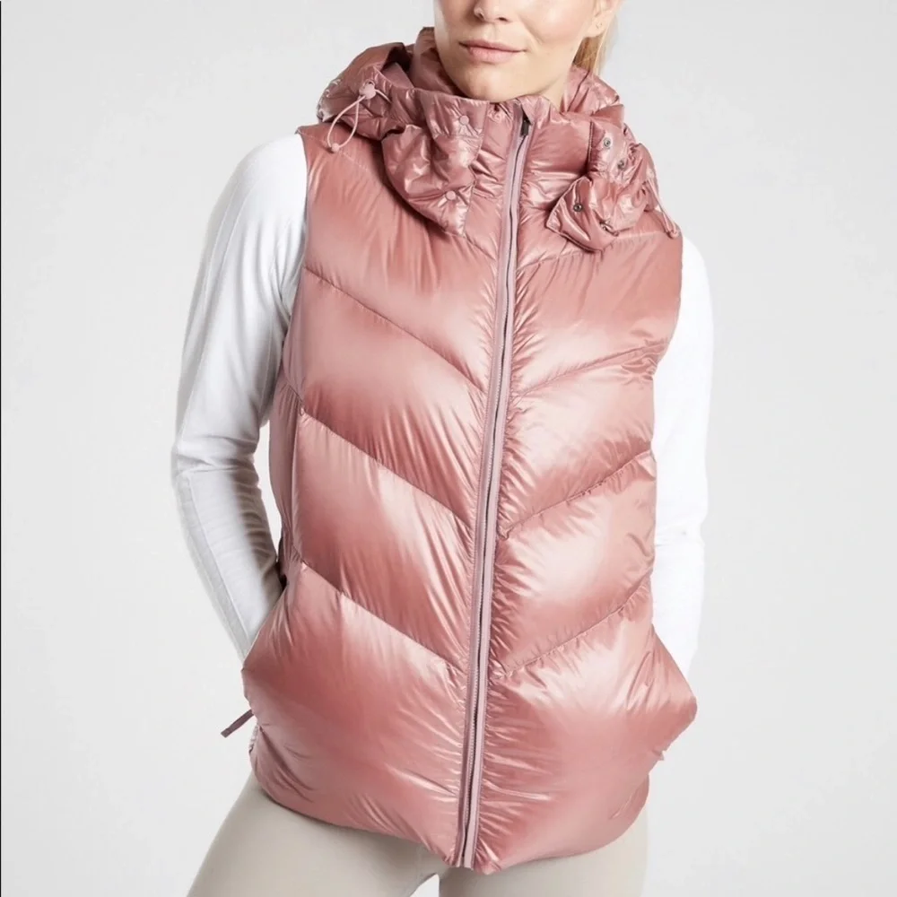 Athleta Lofty Down Puffer Vest Dogwood Mauve Hooded‎ - Picture 16 of 16